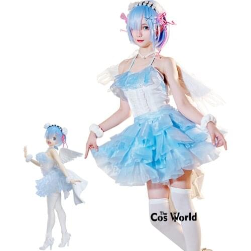 Re Zero Starting Life in Another World Rem Sweet Angel Dress Outfits Anime Cosplay Costumes