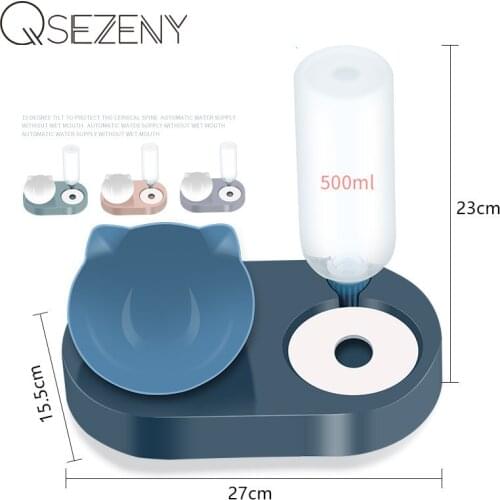 2-in-1 Pet Cat Bowl Water Dispenser Automatic Water Storage Pet Dog Cat Food Bowl Food Container with Waterer Pet Waterer Feeder