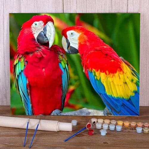 Parrot Bird Animal Painting By Numbers Complete Kit Acrylic Paints 50*70 Painting On Canvas Loft Picture For Wholesale