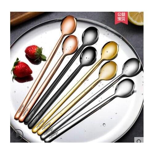 Stainless steel long handle stirring spoon small spoon spice coffee spoon ice cream coffee spoon dessert honey spoon