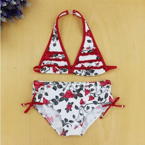 2018 New Summer Girls Split Two-pieces Swimwear Girls Close-fitting Elastic Leopard And Floral Swimsuit Girls Hot Beachwear