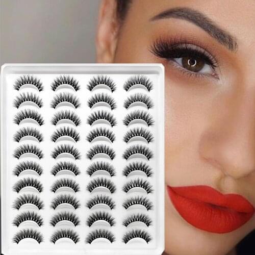 NEW 20pairs Handmade 3d mink lashes short False Eyelashes Cross Messy Dense Natural Eye Lashes Stage Makeup False Eyelashes