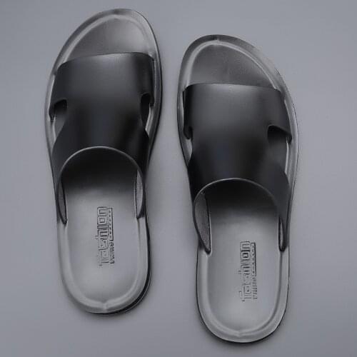 New Fashion Men Shoes Flats Summer Casual Slides Outside Sandals Beach Work Slippers Soft Leather Flip Flop RB189