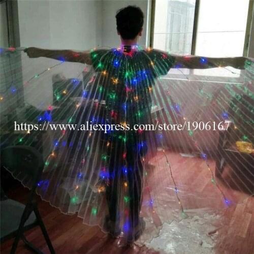 New Design Colorful Led Luminous Party Evening Dress LED Light Up ISIS Wings Flashing Stage Performance Clothes Ballroom Costume