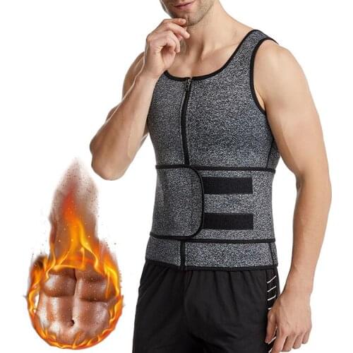 Hot Mens Sweat Sauna Vest Waist Trainer Body Shaper Neoprene Tank Top Compression Shirt Workout Fitness Back Support Gym Suit