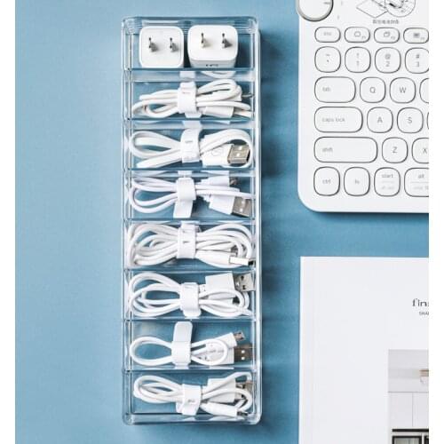 Transparent Visual Desktop Data Cable Separation Storage Box Mobile Phone Charging Earphone Cable Power Cord Sorting And Fixing