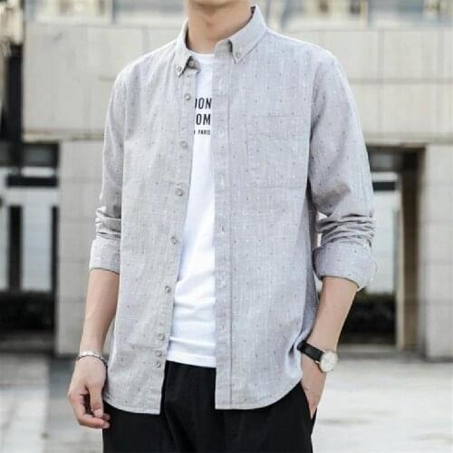 2021 New cotton shirt mens fashion small jacquard casual long sleeve shirt simple atmospheric comfortable long sleeve shirt