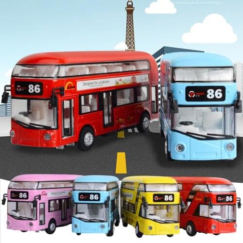 Lovely Alloy Tourist Bus Model Pullback Car Figure Children Gift Home Ornament