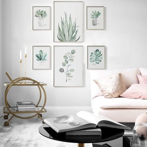 Scandinavian Style Tropical Plants Poster Green Leaves Decorative Picture Modern Wall Art Paintings for Living Room Home Decor