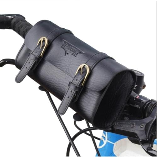 Cyrusher Retro bicycle scooter head bag fashion leather handlebar bag riding front bag
