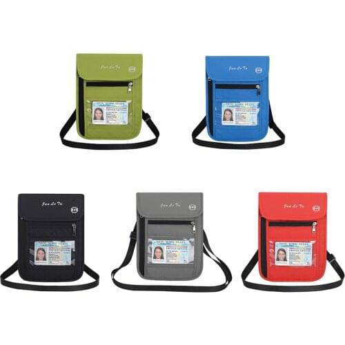 Hanging neck crossbody passport bag mobile phone bag men and women travel document storage bag ID card credit card holder protec