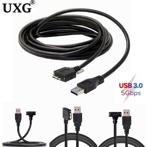 USB 3.0 90 Degree Right Left Up Down Angled Micro B USB 3.0 With Lock Screws Mount Data cable For Industrial Camera hard disk