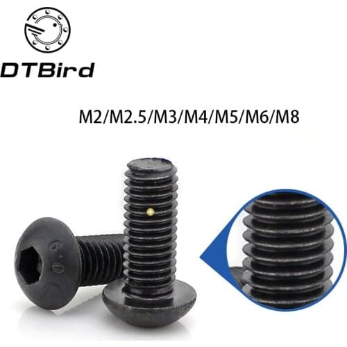 50PCS ISO7380 black button head screw M2 M2.5 M3 M4 M5 M6 M8 Hexagon Socket round head Screws Hex Socket Screw