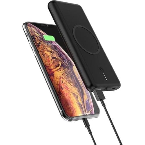 Powerbank 10000mAh for Smartphone External Battery for iPhone Samsung Qi Fast Wireless Charger with Removable Base Phone Stand