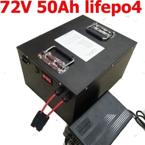 GTK waterproof lithium 72V 50Ah lifepo4 battery BMS 24S for 5700W 5000W bicycle bike scooter Forklift inverter + 10A charger