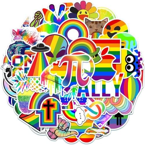 10/30/50Pcs Rainbow Gay Pride Stickers Gay Love Flag Decal for Phone Laptop Skateboard Luggage Bike Cartoon Waterproof Stickers