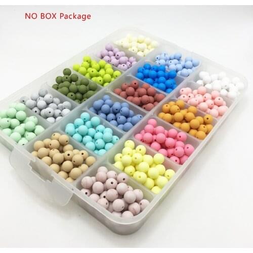SYBBeads 100pcs Silicone Beads 15mm Baby Teether Pacifier Chain Loose Beads Silicone Teething Beads BPA Free Silicone Teether