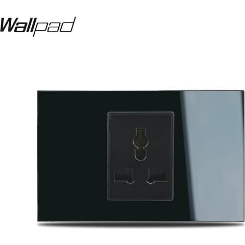 118*75mm Black Universal Socket Wallpad L3 Tempered Glass Panel MultiFunction EU AU US China Plug Charger Plates Child Safe