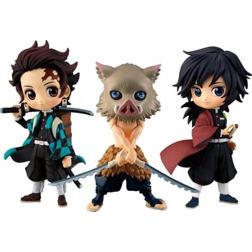 14cm Demon Slayer Nezuko Zenitsu Tanjirou Giyuu Inosuke Q Ver. Action Figures Toys Kimetsu no Yaiba Anime PVC Figurine Toy