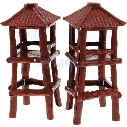 2x Plastic Military Toy Soldier Watch Tower Model Layout for Wargames Scene Prop