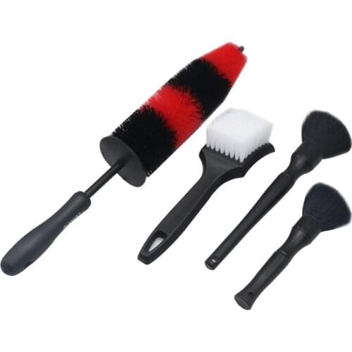 4 Pcs/set Car Brush Set Tire Wheel Brush Interior Cleaning Brush Combination Length Brush Office Keyboard Brush