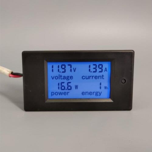 DC Voltmeter Ammeter Power Energy Digital Voltage Current Meter LCD 4 in 1 DC 6.5-100V 20A with Shunt