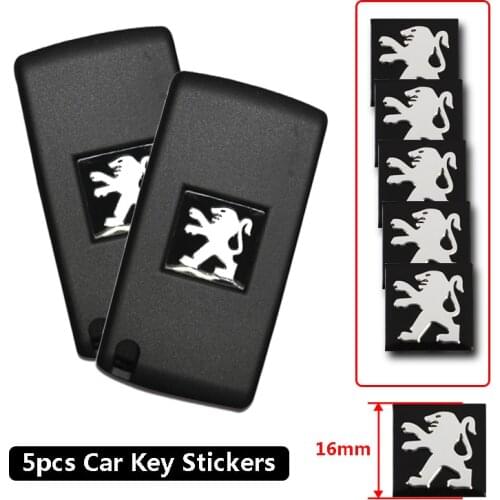 5pcs Car Remote Key Badge Emblem Replacement Button Stickers For Peugeot 208 206 207 301 307 308 406 407 408 508 607 3008 2008