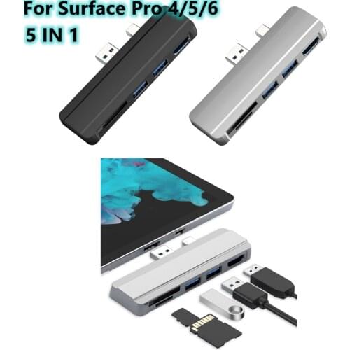 5-in-1 Dual USB3.0 Micro SD SD SDHC SDXC USB Hub Docking Station Mini DP To HDMI Convertor Adaptor For Surface Pro 4/5/6