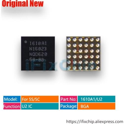 50pcs/lot Reballing chip 1610A1 for iphone 5S 5c charging charger TRISTAR ic 1610A1 36pins U2 1610 1610A (tested work)