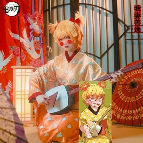 Anime Demon Slayer Kimetsu No Yaiba Tanjirou Zenitsu Inosuke Cosplay Costumes Japanese Kimono Halloween Costume For Women CS168