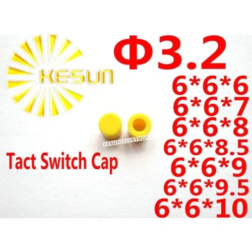 FREE SHIPPING 100PCS YELLOW Cap For 6X6 Tact Switch Push button Switch Micro Switch