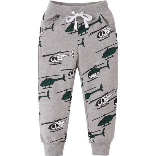Jumping Meters New Arrival Drawstring Aircraft Print Pockets Childrens Clothing Hot Selling Boys Full Length Trousers Pants