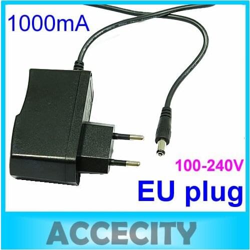 C18AC100V-240V to DC 12V 1A EU Plug Power Supply Adapter Wall Charger DC 5.5mm x 2.1mm 1000mA