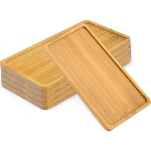 6Pcs Flowerpot Wooden Bamboo Tray Stand Indoor Plate Nursery Plant Holders Garden Saucers Storage Desktop Bonsai Decoration