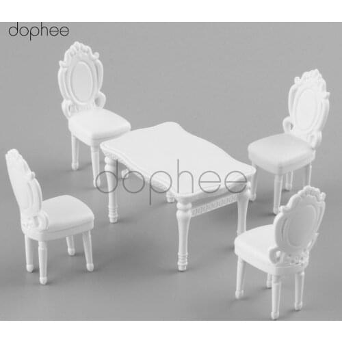 Dophee White Square Dining Table Chair Settee Railway Model 1:25 model building kit modeling