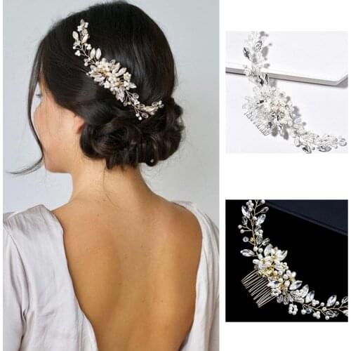 Fashion Imitation Pearl Flower Hair Combs For Women Girls Luxury Hairwear Wedding Hair Accessories Bridal Headpiece Jewelry Gift