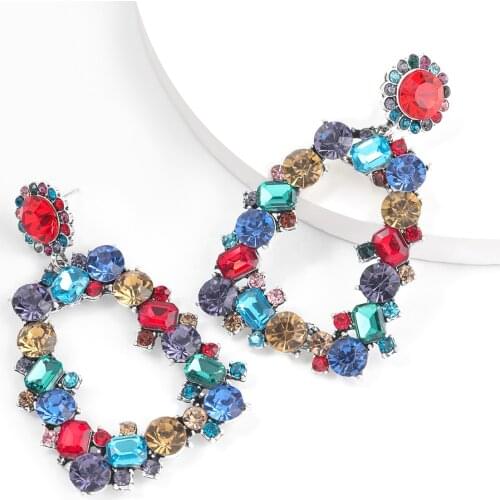 HYSECMAO High Quality Big Hollow Square Drop Earrings for Women Fashion Colorful Acrylic Beads Earrings Statement Party Jewelry