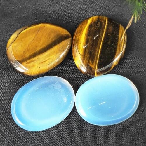 Opal Crystal Oval Thumb Stones Natural Tiger Eye Quartz Massage Palm Gems Healing Meditation Therapy Treatment 1PCS