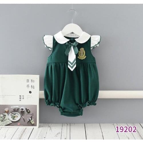 0-24M Summer New Newborn Girls Bodysuit Peter Pan Collar Embroidery Print Baby Jumpsuits Cotton Outfits Baby Clothes L782