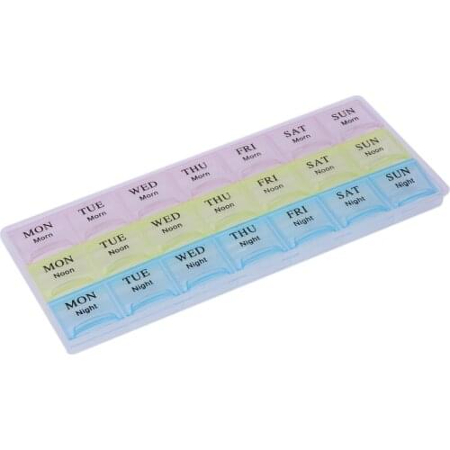 7 Days Weekly Transparent 21 Compartment Lid Tablet Pill Box Holder Medicine Storage Organizer Case Container