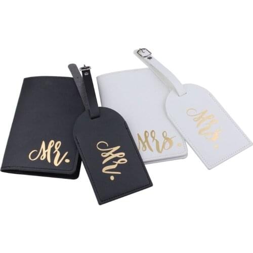 Portable Mr Mrs Travel Passport Card Cover with Luggage Tags Holder Protector New 2021