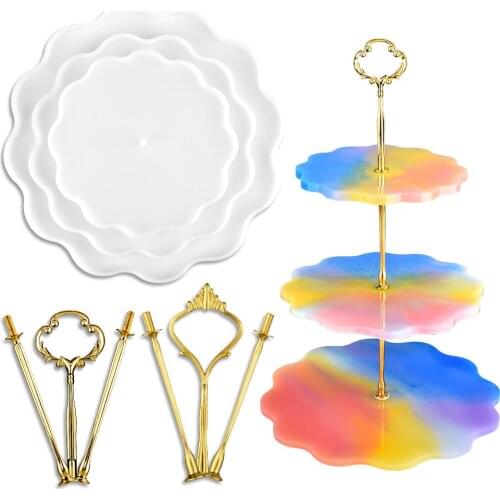 DIY Square Cake Fruit Food Plate Stand Resin Casting Mold For DIY Crystal Epoxy Mold Resin Tray Coaster Storage Mold
