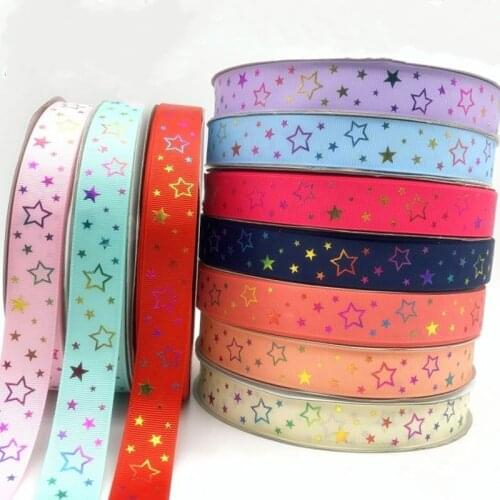 1 '25mm colorful five-pointed star ribbon 4.5m DIY handmade material headdress bow clothing decorative accessories grosgrain