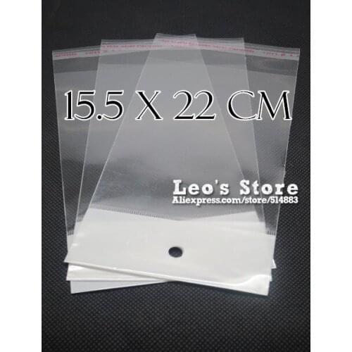Loetrusting 15.5x22cm Self Adhesive OPP Bag With Hanging Hole, Clear Header Plastic Bag,Supermarket Plastic Storage Bag