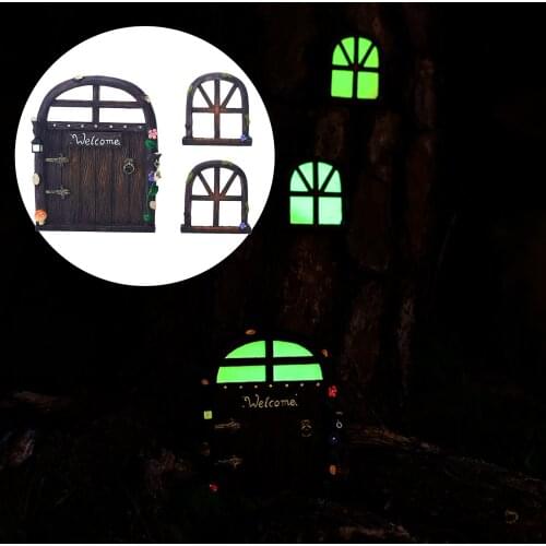 Cute Fairy Garden Door Window Art Garden Sculpture Decoration Accessories