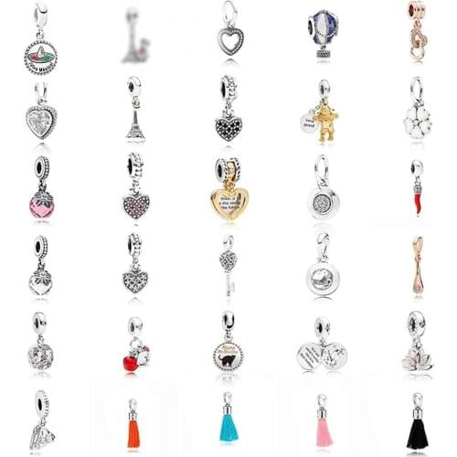 S925 Sterling Silver Fashion New Hot Air Balloon Fabric Tassel Heart Pendant Necklace Female Girl Gift Suitable For Diy Pendant