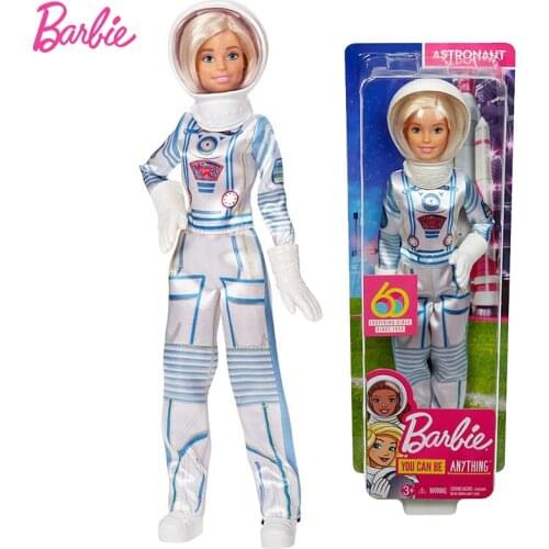 Original Barbie Astronaut Doll Inspiring Girls Dolls Blonde Toys for Girls Wearing Space Suit Helmet Career Barbie Doll Juguetes