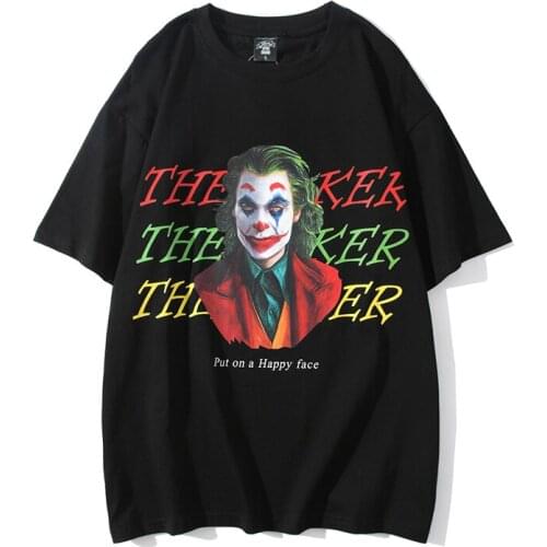 Original Popular Logo Street Character Clown Printing Men Short Sleeve Pure Cotton Women Loose Tops Hip-hop T-shirts Unisex Top