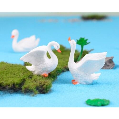 Mini Animal Figurine Resin Goose Swan Model Decoration Micro-landscape Fairy Garden Ornament for Fish Tank Bonsai Decoration