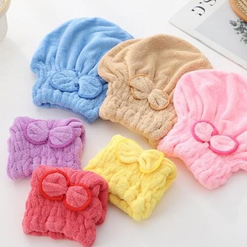2021 New Microfibre Quick Hair Drying Bath Spa Bowknot Wrap Towel Hat Thicken water absorption Cap For Bath Bathroom Accessories